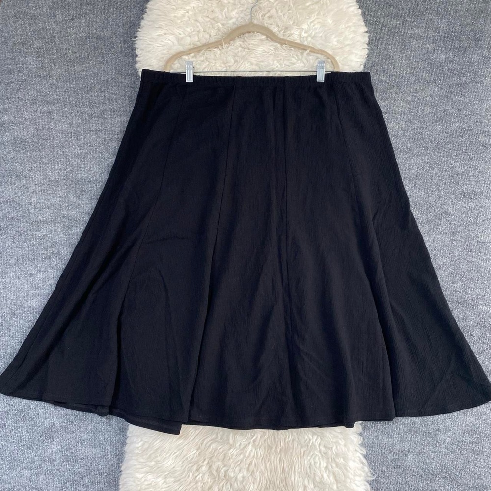 SUSAN GRAVER MIDI BLACK SKIRT PULL ON FLARE STRETCH Y2K BOHO COTTAGE DARK FAIRY